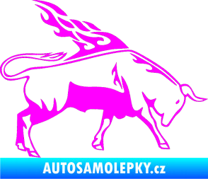 Samolepka Animal flames 067 pravá býk Fluorescentní růžová
