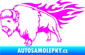 Samolepka Animal flames 077 levá býk Fluorescentní růžová