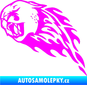 Samolepka Animal flames 083 levá puma Fluorescentní růžová