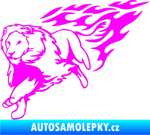 Samolepka Animal flames 087 levá lev Fluorescentní růžová