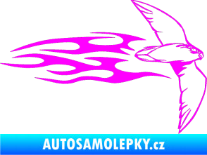 Samolepka Animal flames 095 pravá letící pták Fluorescentní růžová