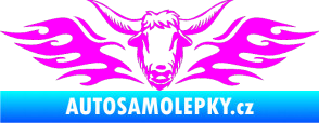 Samolepka Animal flames 098 levá býk Fluorescentní růžová