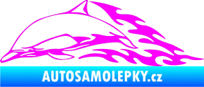 Samolepka Animal flames 099 levá delfín Fluorescentní růžová
