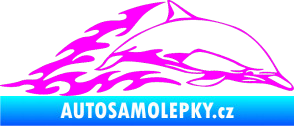 Samolepka Animal flames 099 pravá delfín Fluorescentní růžová