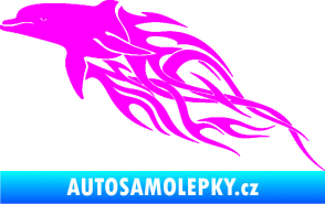 Samolepka Animal flames 102 levá delfín Fluorescentní růžová