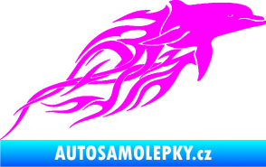 Samolepka Animal flames 102 pravá delfín Fluorescentní růžová
