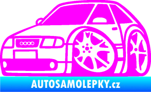 Samolepka Audi A3 karikatura levá Fluorescentní růžová