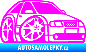 Samolepka Audi A3 karikatura pravá Fluorescentní růžová