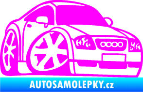 Samolepka Audi TT karikatura pravá Fluorescentní růžová