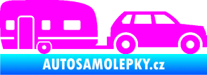 Samolepka Auto s karavanem 001 pravá cestovámí Fluorescentní růžová