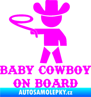 Samolepka Baby cowboy on board levá Fluorescentní růžová
