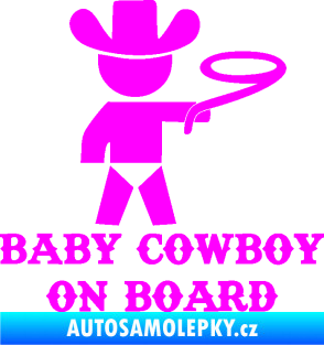 Samolepka Baby cowboy on board pravá Fluorescentní růžová
