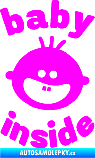 Samolepka Baby inside 002 levá dva zuby na palubě Fluorescentní růžová