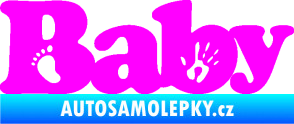 Samolepka Baby nápis otisk ručky a nožky Fluorescentní růžová