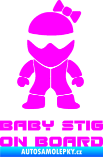Samolepka Baby stig on board girl Fluorescentní růžová