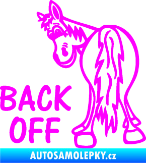 Samolepka Back off levá koník Fluorescentní růžová