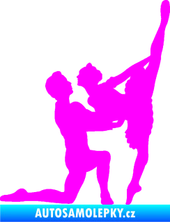 Samolepka Balet 002 pravá taneční pár Fluorescentní růžová