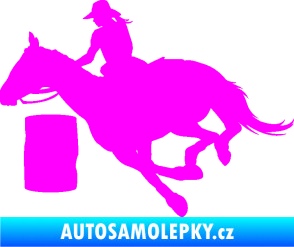 Samolepka Barrel racing 001 levá cowgirl rodeo Fluorescentní růžová