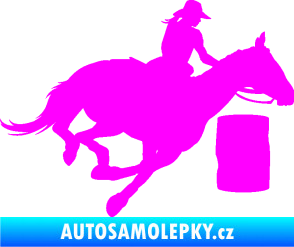 Samolepka Barrel racing 001 pravá cowgirl rodeo Fluorescentní růžová