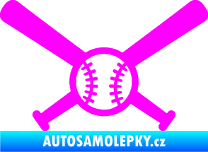 Samolepka Baseball míček a pálky Fluorescentní růžová