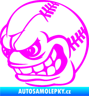 Samolepka Baseballový míček 001 levá s obličejem Fluorescentní růžová
