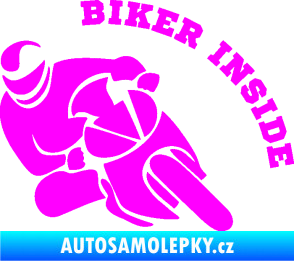 Samolepka Biker inside 002 levá motorkář Fluorescentní růžová