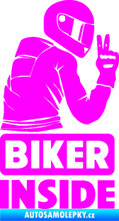 Samolepka Biker inside 003 pravá motorkář Fluorescentní růžová