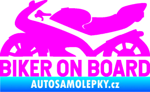 Samolepka Biker on board levá motorka Fluorescentní růžová