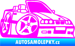Samolepka BMW e30 cabrio karikatura pravá Fluorescentní růžová