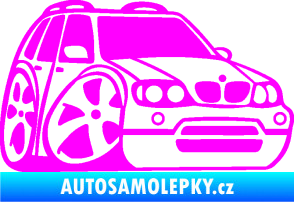 Samolepka BMW X5 karikatura pravá Fluorescentní růžová