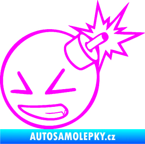 Samolepka Bomba 005 levá JDM styl Fluorescentní růžová