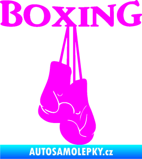 Samolepka Boxing nápis s rukavicemi Fluorescentní růžová