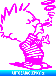 Samolepka Boy kouří pravá Fluorescentní růžová