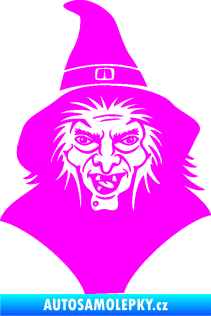 Samolepka Čarodějnice 002 levá hlava s kloboukem Fluorescentní růžová