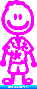 Samolepka Cartoon family kluk Hawaii Fluorescentní růžová