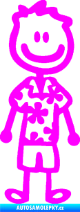 Samolepka Cartoon family mladík Hawaii  Fluorescentní růžová