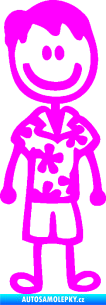 Samolepka Cartoon family táta Hawaii Fluorescentní růžová