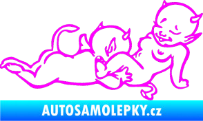 Samolepka Čertíci 003 pravá Fluorescentní růžová