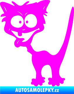 Samolepka Crazy cat levá bláznivá kočka Fluorescentní růžová