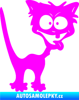 Samolepka Crazy cat pravá bláznivá kočka Fluorescentní růžová