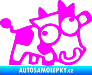 Samolepka Crazy cow pravá Fluorescentní růžová