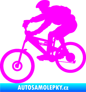 Samolepka Cyklista 009 levá horské kolo Fluorescentní růžová