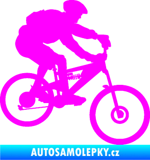 Samolepka Cyklista 009 pravá horské kolo Fluorescentní růžová
