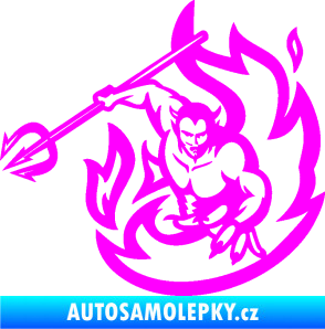 Samolepka Ďábel 002 levá s vidlemi Fluorescentní růžová