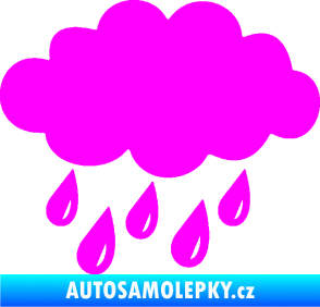 Samolepka Déšť 001 levá mrak a kapky Fluorescentní růžová