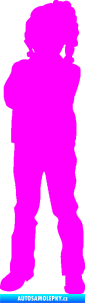 Samolepka Děti silueta 009 levá holčička Fluorescentní růžová
