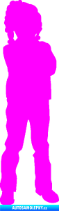 Samolepka Děti silueta 009 pravá holčička Fluorescentní růžová