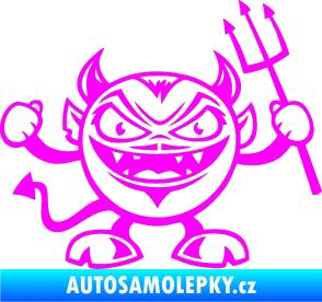 Samolepka Devil pravá čertík s vidlemi Fluorescentní růžová