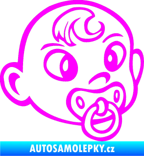 Samolepka Dítě v autě 004 pravá miminko s dudlíkem hlavička Fluorescentní růžová