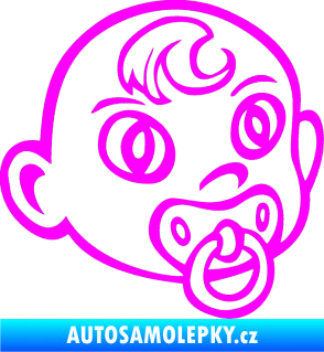 Samolepka Dítě v autě 005 pravá miminko s dudlíkem hlavička Fluorescentní růžová